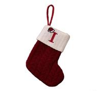 Red Knitted Christmas Stocking Snowflake Alphabet Tree Decor