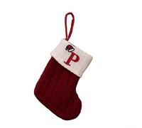 Red Knitted Christmas Stocking Snowflake Alphabet Tree Decor