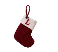 Red Knitted Christmas Stocking Snowflake Alphabet Tree Decor
