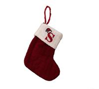 Red Knitted Christmas Stocking Snowflake Alphabet Tree Decor
