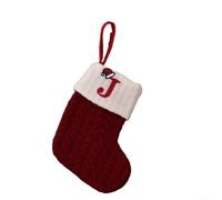 Red Knitted Christmas Stocking Snowflake Alphabet Tree Decor
