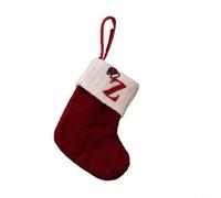 Red Knitted Christmas Stocking Snowflake Alphabet Tree Decor