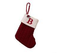 Red Knitted Christmas Stocking Snowflake Alphabet Tree Decor