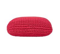 Homescapes Square Cotton Knitted Pouffe Floor Cushion in Red Homescapes Red