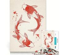 Red Koi Fish Illustration Puzzles for Adults 1000 Puzzles Strengthen Memory Anxiety Relief Smooth Edge Warm Surprise (50x75cm)