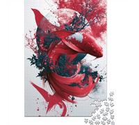 Red Koi Fish with Floral Elements 1000-Piece Jigsaw Puzzle for Adults, 70x50cm/1000pcs, Quiet Home Activity, Evening Leisure And Year-Round Leisure
