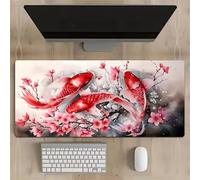 Red Koi Large Gaming Mouse Pad, 1200x600x2mm Extended gaming mouse mat XXL improved Precision and Speed Mousemat with Stitched Edges, Desk Mat for Keyboard and Mouses