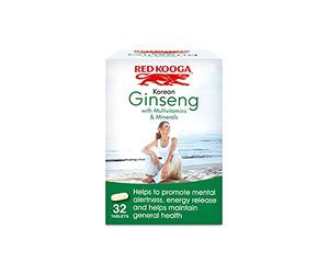 Red Kooga Ginseng Multivitamins and Minerals, with Vitamins B2, B6 and 12 and Niacin, Zinc and Iron, Pack of 32 Tablets