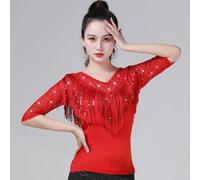 (red, L) Modern Women Square Dance Evening Gitba National Standard Ballroom Samba Latin Dance