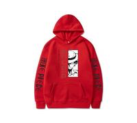 (Red, L) One Piece Straw Hat Luffy Hoodie Fleece Jacket Sweatshirt for Men and Women