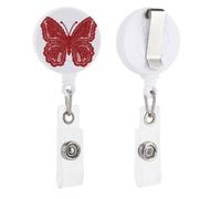 Red Lace Butterfly Retractable Badge Holder Reel Clip ID Card Holder for Doctor Nurse Student Office Worker