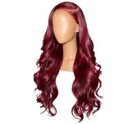 Red Lace Front Wig, 14 Inch / 35.6 cm Human Hair Wavy Wig, Lace Frontal Wig for Full Head Coverage, Vibrant Color for Confident Style, Hand-Tied Frontal for Realistic Look, Breathable and Secure Fit