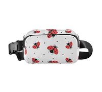 Red Lady Bug Distinctive Insect Ladybugs White Fashionable Crossbody Bag Waist Packs for Women Men Teenagers Multipurpose Crossbody Sling Bag with Adjustable Strap for Travel Running Hiking,
