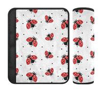 Red Lady Bug on White Toddler Seat Belt Pad Cushion for Babys Seat Shoulder Protector Covers for Boys Girls 2 Pieces 10 * 7.7in
