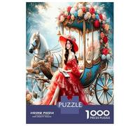 Red Lady Carriage 1000pc Puzzle for Adults Elegant Royal Charm Classic Jigsaw Puzzle Recycled Cardboard Family Puzzle Lovers Brain Training Holiday Activity Office Break 38x26cm/1000p