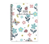 Red Ladybirds 2026 Diary A5 To Do List Notebook Planning Notebook Womens 2026 Diary and Journal for Project Week To View Monthly Year Planner with Dotted Line Note Page Slim