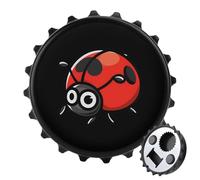Red Ladybug 2 in 1 Magnetic Beer Bottle Opener Fridge Magnets Easy Storage Gift for Men Women Black-Style