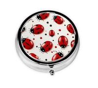 Red Ladybug 3 Compartment Pill Box Handbag Travel Pocket Pill Box Portable Metal Pill Box for Medicine Vitamin Fish Oil Unique Gift