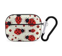 Red Ladybug AirPods Pro Case Cover with Keychain Ring PC Hard Shell Protective Case for AirPods Pro 2nd for Women Men Generation Easy Open Full Drop Protection Cover Black-Style