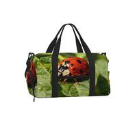 Red Ladybug Art Duffel Bag with Shoe Compartment-Sports Gym Weekender for Men Women, Waterproof Travel Tote with Wet Pocket for Dirty Shoes