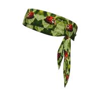 Red Ladybug Art Sports Head Tie-Double Layer Sweatband Headwrap for Women Men, Soft Breathable Yoga Headband for Running Gym Workout