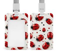 Red Ladybug Badge Holder with Lanyards Retractable Vertical Plastic Id Badge Holder Name Key Card Holders Case for Teacher Nurse Doctor Office Gift for Coworkers
