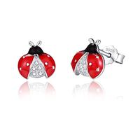 Red Ladybug Black Spots Costume 925 Sterling Silver Ladybird Stud Earrings Ladybird Jewelry Halloween Party Accessories for Women
