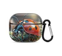 Red Ladybug Bluetooth Earbuds Case Cover Full Body Shockproof Protection Hard Case Support Wireless Charging with Keychain Personalized Gift for AirPods 3