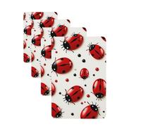 Red Ladybug Car Air Fresheners Cards Set of 4 Pieces,Long-Lasting Car Aromatherapy Tablets Hanging Scented Cards for Wardrobe Bathroom Rearview Mirror Hanging Ornament