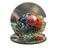 Red Ladybug Car Coasters Cup Holder Insert Coaster, 2Pcs Absorbent Cork Bar Coasters, Heat Resistant Reusable Anti Slip Drink Coaster Car Decor Auto Accessories for Women