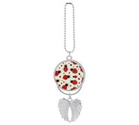 Red Ladybug Car Hanging Ornament Rear View Mirror Pendant Lucky Presents Hanging Ornament Funny Car Pendant for Office Auto Home Decoration Silver-style