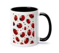 Red Ladybug Ceramic Coffee Mug with Handle 11 Ounces, Porcelain Mug Coffee Cup Tea Mug Water Cup Ideal for Coffee,Tea,Latte,Cappuccino,Microwave & Dishwasher Safe Unique Gift Cup