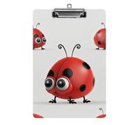 Red Ladybug Clipboard, A4 Acrylic Clipboard with Hanging Hole, Ultra-Light Clip Board - Holds 100 Sheets, Shatterproof Document Holder for Office, 12.5" X 8.5"