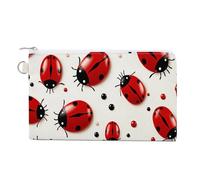 Red Ladybug Coin Purse with Zipper Coin Wallet Coin Pouch Canvas Change Purse Pouch Zero Wallet Coin Bag