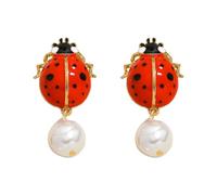 Red Ladybug Dangle Earrings for Women, Cute Insect Seven Star Ladybug Drip Oil Enamel Earring, Cartoon Animal Jewelry Gifts