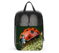 Red Ladybug Dasisy Travel Shoes Carrier Dustproof Portable Shoe Pouch Carrying Strap Handheld Shoe Bag for Travel Daily Use Storage Pouch, gray, One size, Travel Shoes Carrier, Gray, One size, Travel