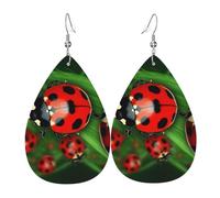 red ladybug earrings for women double sided teardrop leather earrings lightweight dangle earrings for women ear accessories fashion jewelry birthday gift