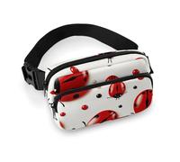 Red Ladybug Fanny Pack for Women, Personalized Waist Bag with Multi-Pockets for Men, Belt Bag for Travel, Crossbody Bags with Zipper, Adjustable Bum Bags for Running