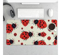 Red Ladybug Gaming Mouse Pad 12x24 Inch Desk Pad Protector Waterproof Non-Slip Rubber Base Keyboard Mat Extra Large Desktop Mat for Office Home Computer Laptop Table Accessory