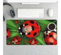 Red Ladybug Gaming Mouse Pad 12x24 Inch Desk Pad Protector Waterproof Non-Slip Rubber Base Keyboard Mat Extra Large Desktop Mat for Office Home Computer Laptop Table Accessory