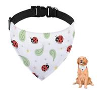 Red Ladybug Green Leaves Dog Bandana With Adjustable Strap D Ring Dog Scarf Pet Bibs Triangle Bandanas for Dogs Pet Accessories for Dogs Puppy Cats Decor Machine Washable