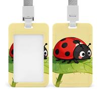 Red Ladybug ID Badge Holder with Vertical Card Badge Holder Waterproof Plastic Card Sleeve Badges Protector Case Name Tag ID Card Holder for Office Doctor Nurse Teachers
