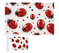Red Ladybug Jigsaw Puzzle 1000 PCS Challenging Fun Puzzles Wooden Jigsaw Puzzles for Adults Families