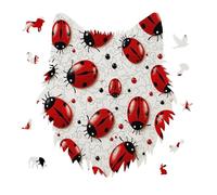Red Ladybug Jigsaw Puzzle 175PCS Wolf Head Design Puzzle Wooden Jigsaw Puzzles for Adults Families