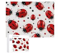 Red Ladybug Jigsaw Puzzle 500 PCS Challenging Fun Puzzles Wooden Jigsaw Puzzles for Adults Families
