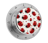 Red Ladybug Kitchen Timers for Cooking Visual Timer Stainless Steel Magnetic Timer with Alarm Cooking Timers for Baking, Exercise, Sports, Study & Outdoor Use