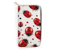 Red Ladybug Leather Wallet, Bifold Stylish Wallets, Credit Card Holder for Passport Covers, Purse Passport Bag for Men Women