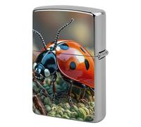 Red Ladybug Lighter Case Double-Sided Graffiti Lighter Holder - Metal Lighters Protective Cover, Universal Fit for Standard Lighters, Stylish Gift for Men & Women