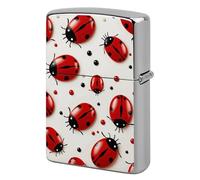Red Ladybug Lighter Case Metal Double-Sided Lighter Cover Pocket Lighters Sleeve Windproof Lighters Accessories for Men Women