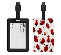 Red Ladybug Luggage Tag Suitcase Marker Travel Baggage Identifier with Boarding Card Holder Sturdy TPU Travel Label for Suitcases and Work Bags